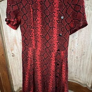 The Kooples Red and Black Snake Print Dress